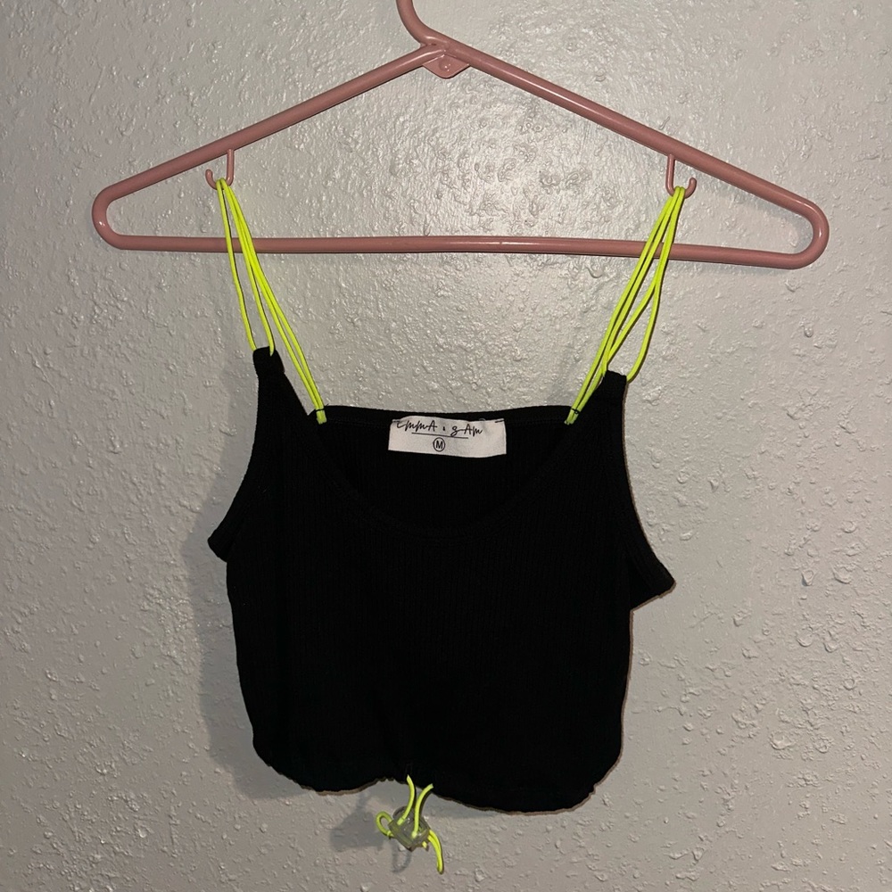 Emma and Sam black tank with neon straps from LF size medium